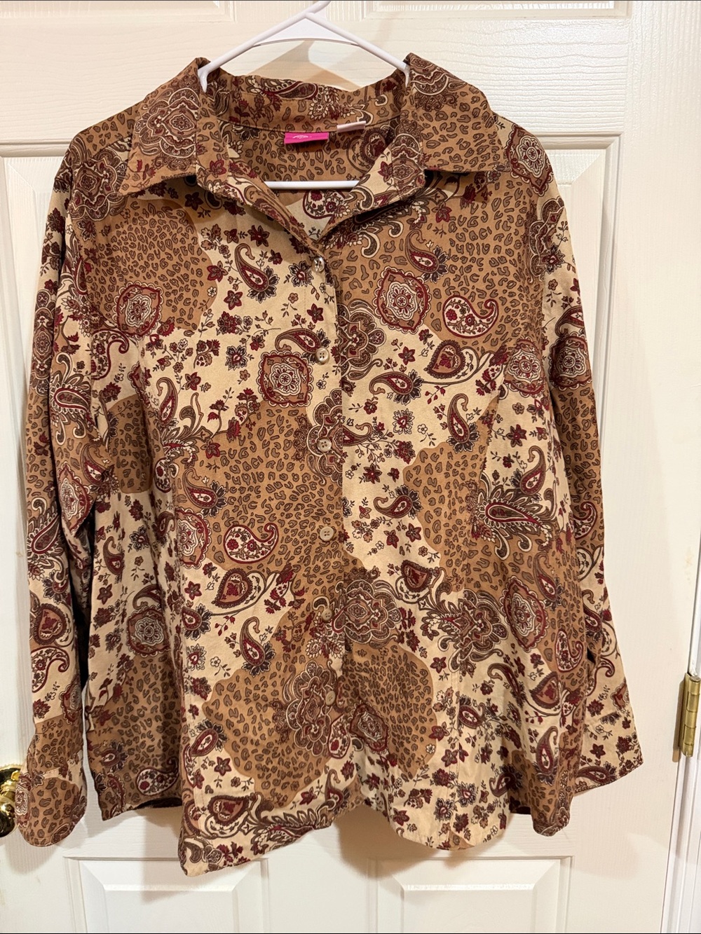 Pappagallo Brown & Cream Paisley Button-Front Shirt Jacket